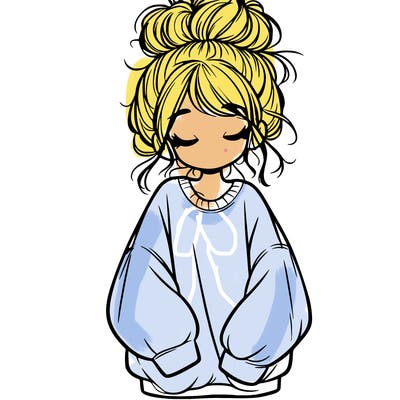 girl with baggy sweatshirt and messy bun