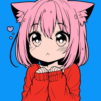 shy anime catgirl
