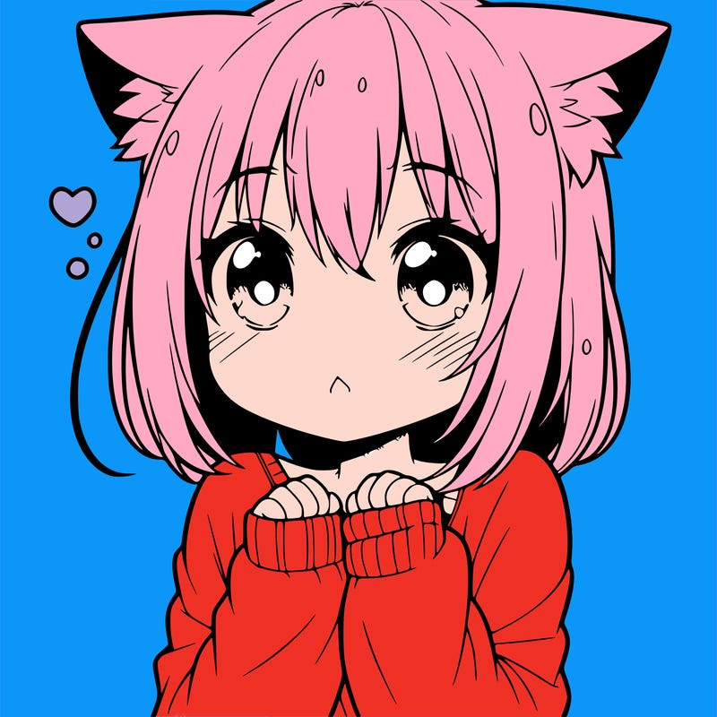 shy anime catgirl