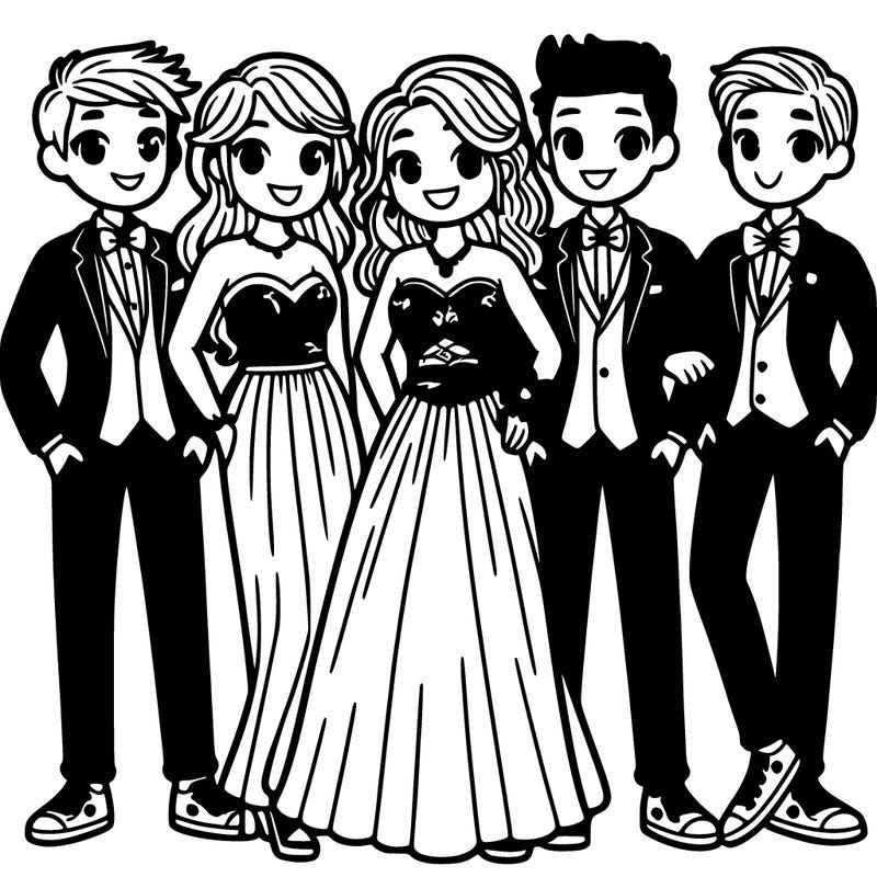 friends waring prom outfits