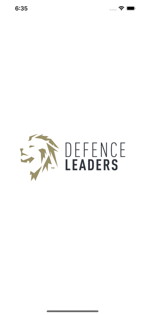 Defence Leaders Events - Startbildschirm der Defence Leaders Events App mit Löwenlogo