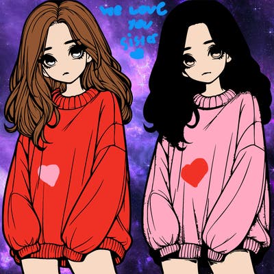 realistic girl with baggy sweater