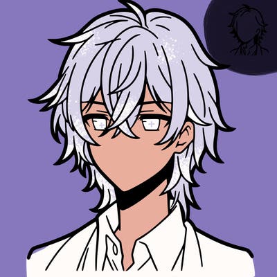 anime boy with shoulder length hair