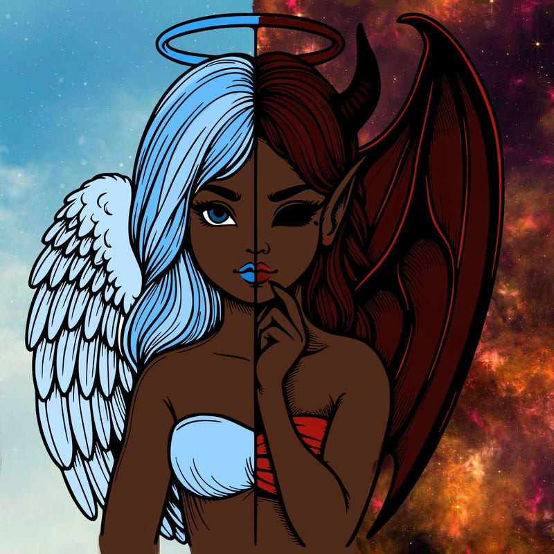 realistic angel half demon