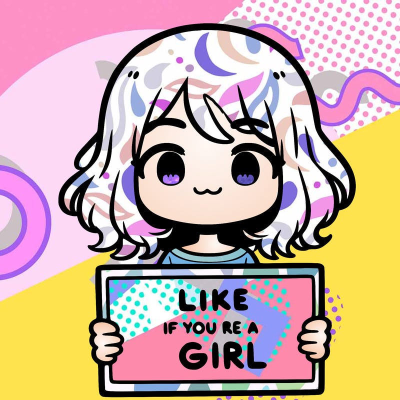 a cute girl holding a sign that says like if you’re a girl