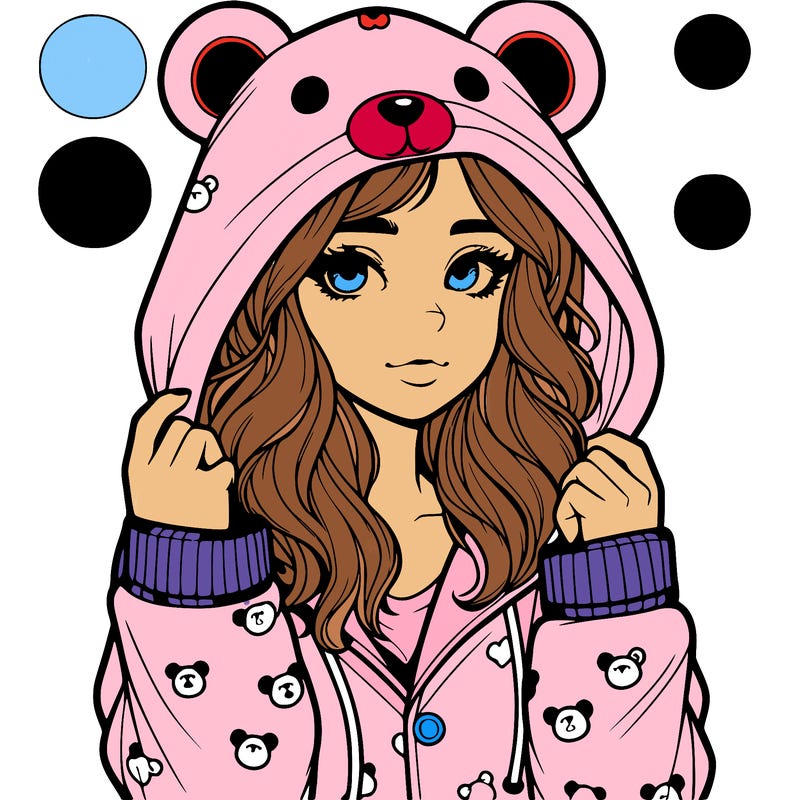 realistic girl in a animal pjs hoodie