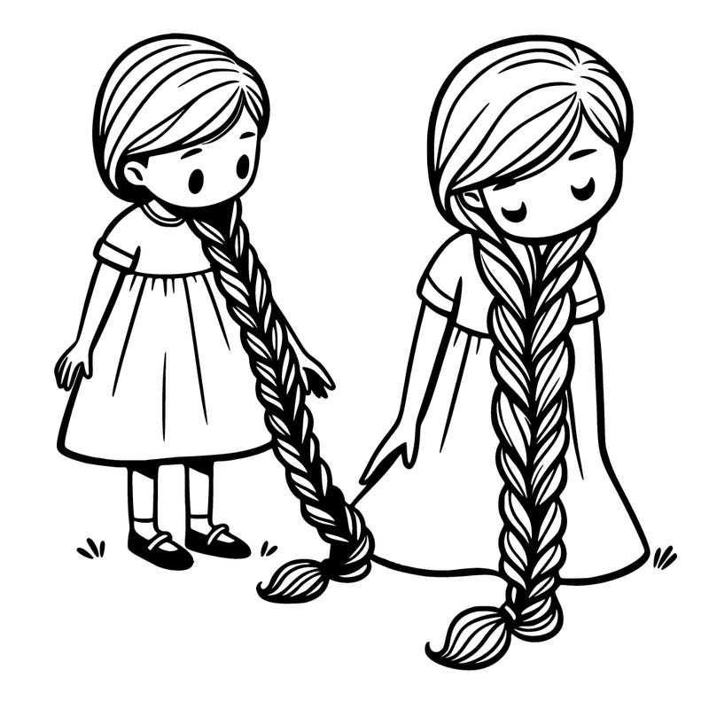 a girl with long braided hair touching down to her feet