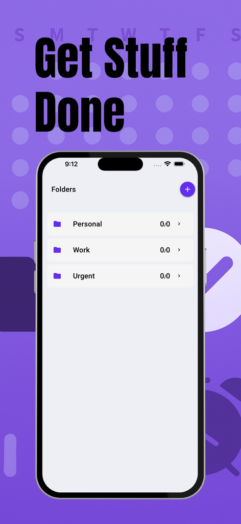 Check List Voice Tasks & Lists - Tela do aplicativo Check List mostrando categorias de tarefas para Trabalho Pessoal e Tarefas Urgentes