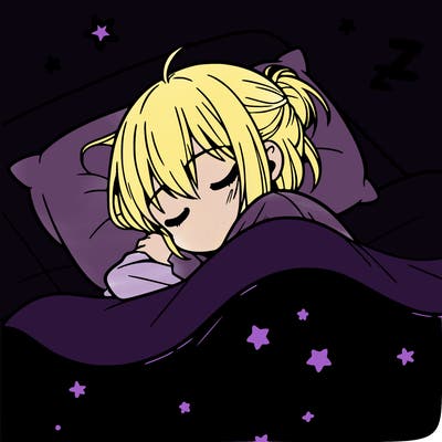 anime girl asleep in bed