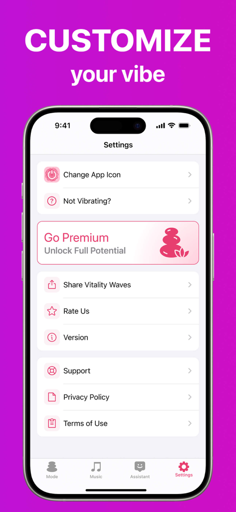 Vibration Massagerㅤ - Vibration Massager app settings screen on iPhone