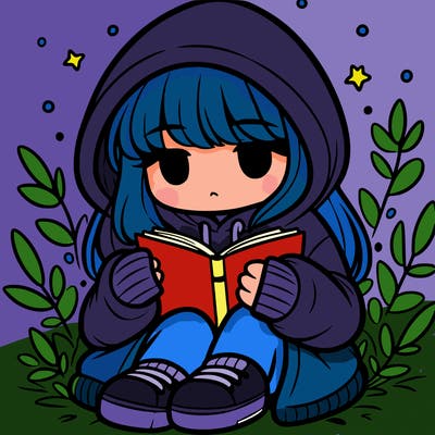 girl in oversized hoodie reading a book