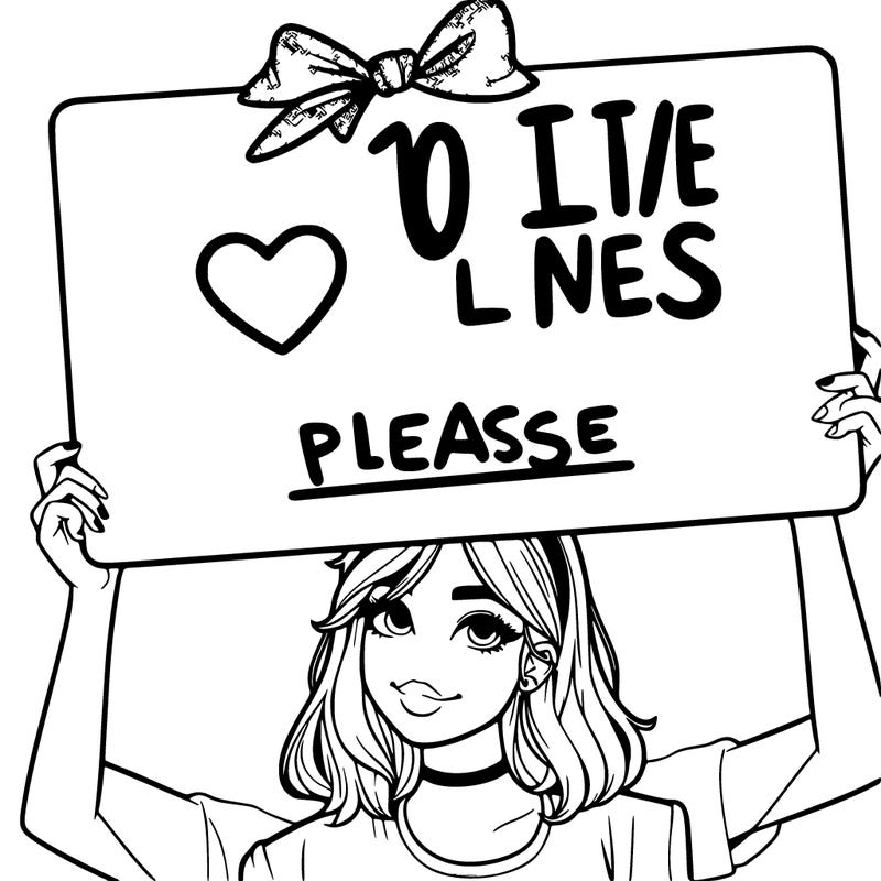 really pretty realistic girl with a blank sign that says 10 likes please