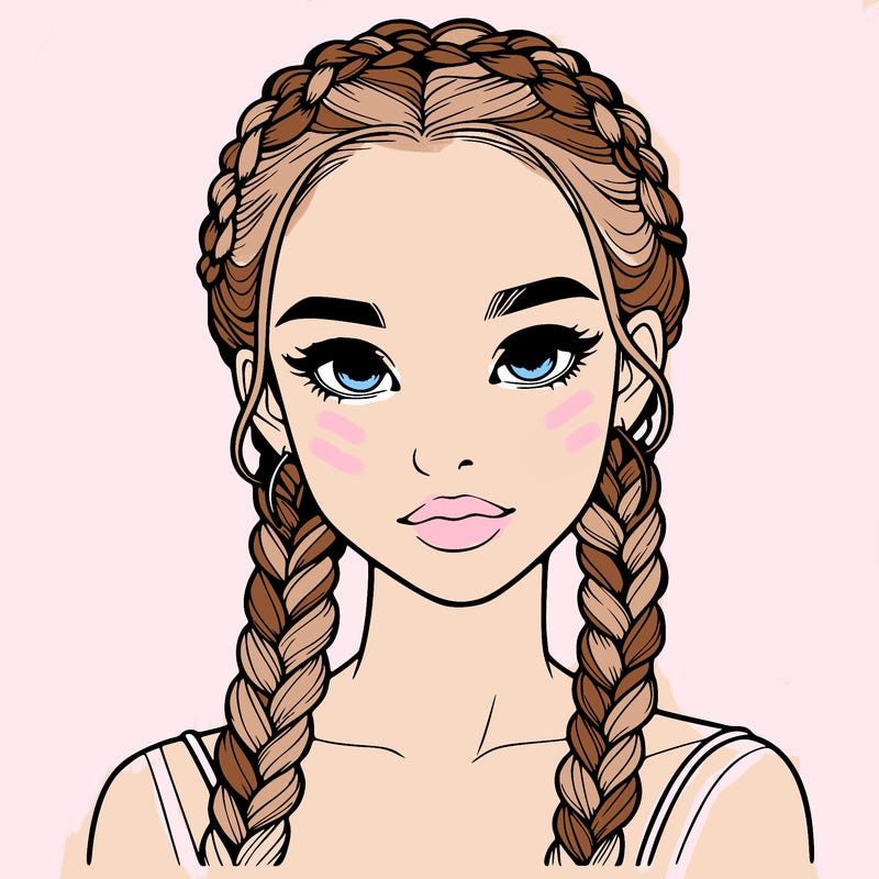 realistic girl with braids