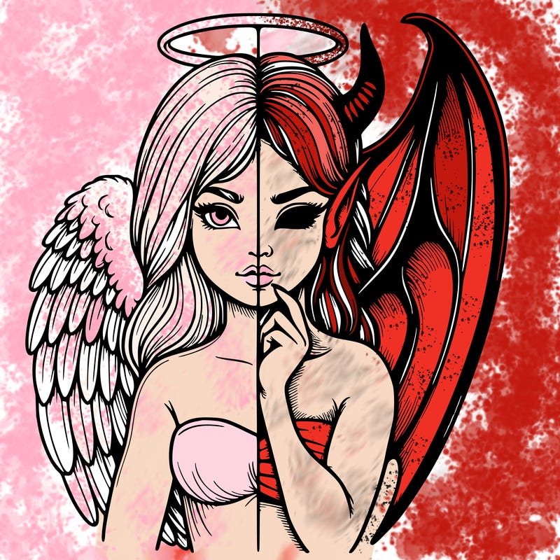 realistic angel half demon