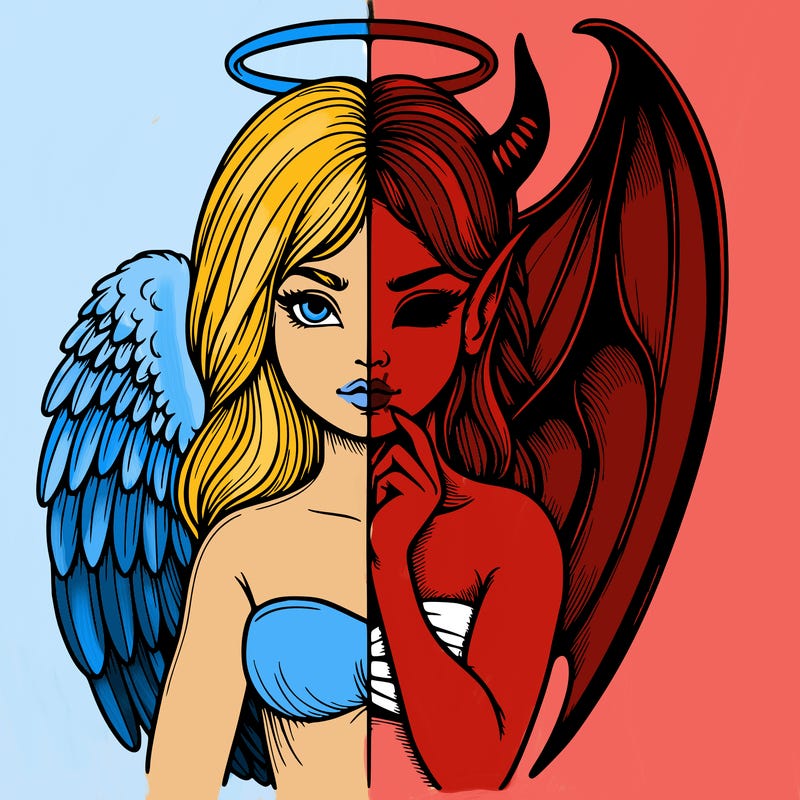 realistic angel half demon