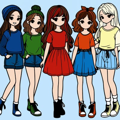 a group of five girls