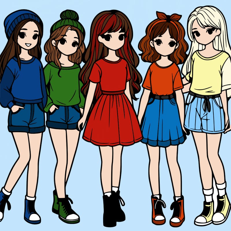 a group of five girls