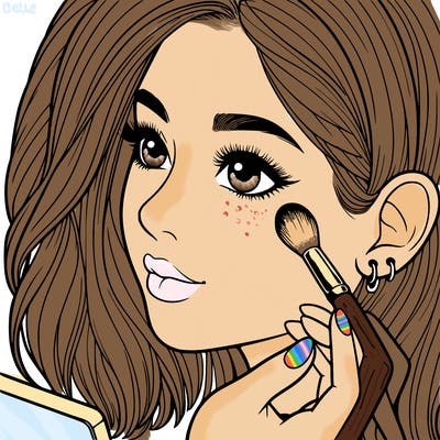 a realistic girl doing her makeup