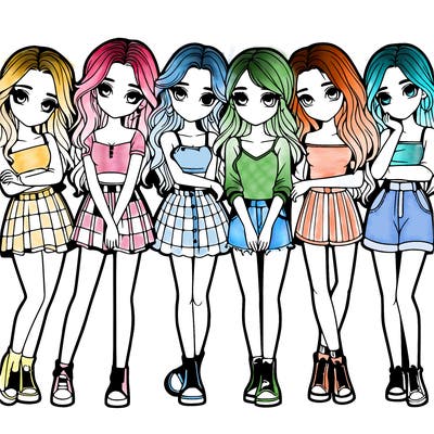 a group of girls realistic