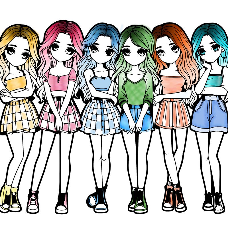 a group of girls realistic