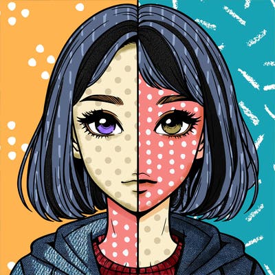 split realistic girl