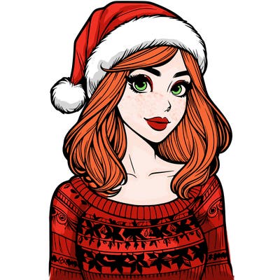 realistic lady in a christmas sweater