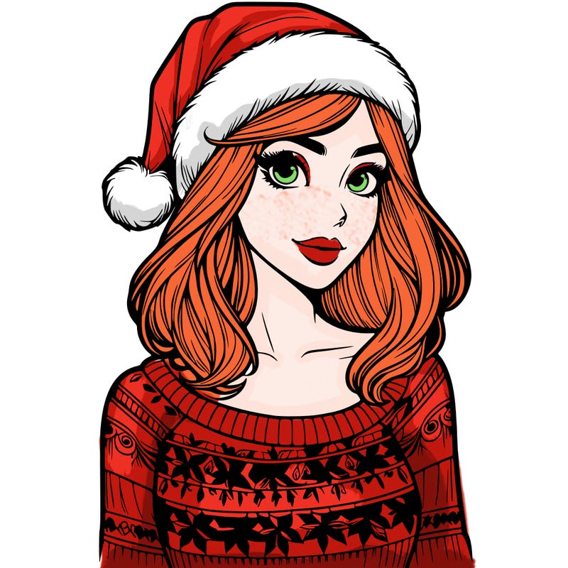 realistic lady in a christmas sweater