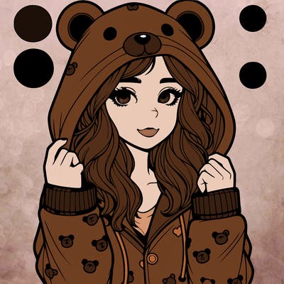 realistic girl in a animal pjs hoodie