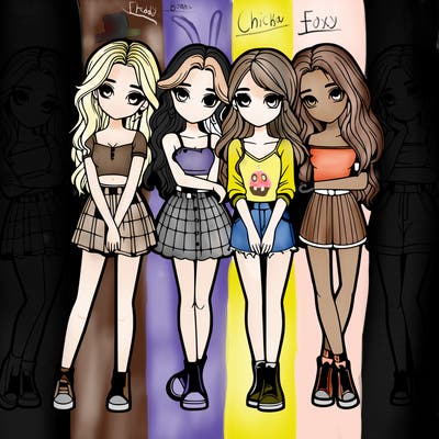 a group of girls realistic