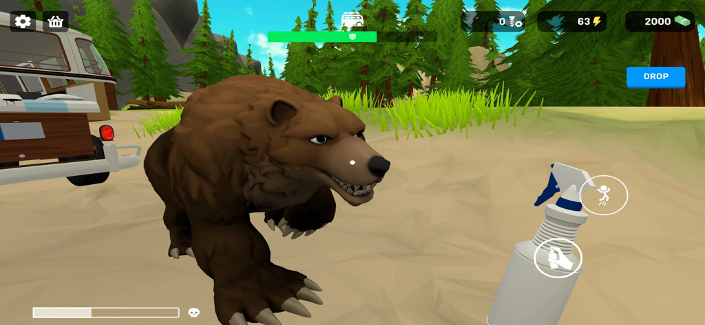 RV Camper Escape the Mountains - Eine Braunbärenbegegnung im Berg-Survival-Spiel RV Camper.