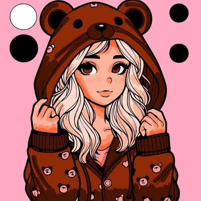 realistic girl in a animal pjs hoodie