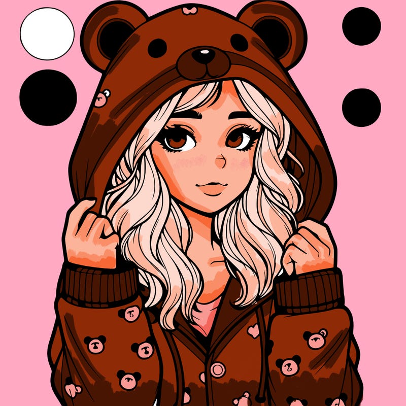 realistic girl in a animal pjs hoodie
