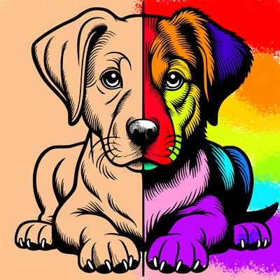 realistic dog split picture