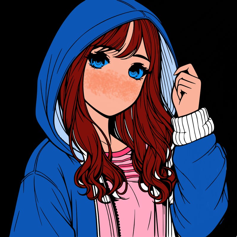 realistic girl with a hood on