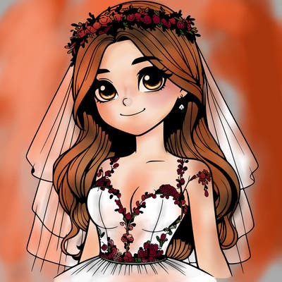 realistic girl in a wedding dress