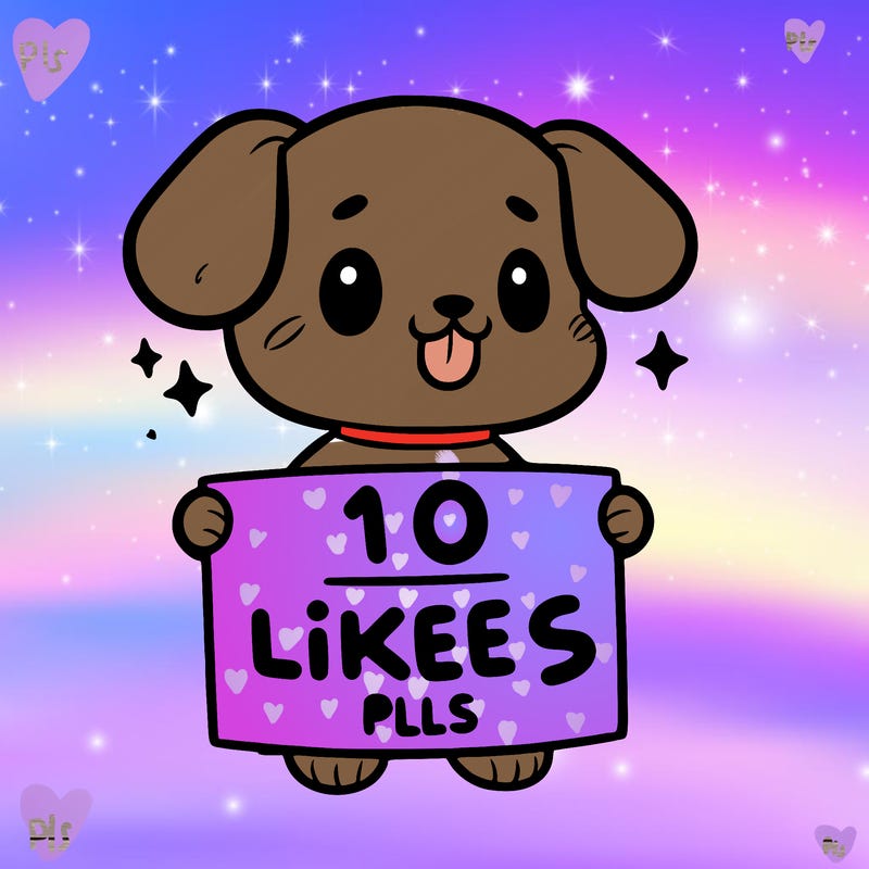 cute dog holding a sign saying 10 likes pls