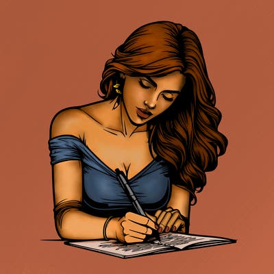 realistic female writing poetry