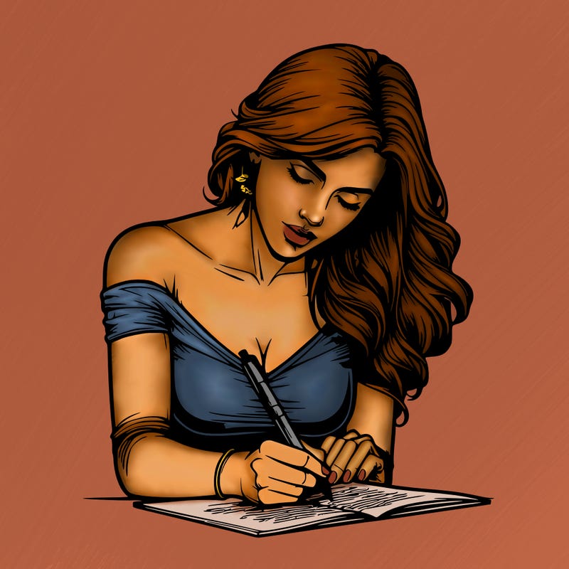 realistic female writing poetry