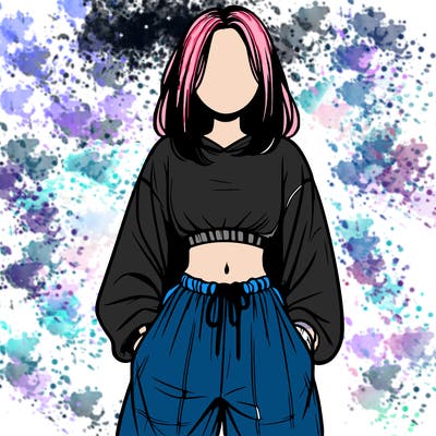 realistic girl faceless with baggy pants and a crop top