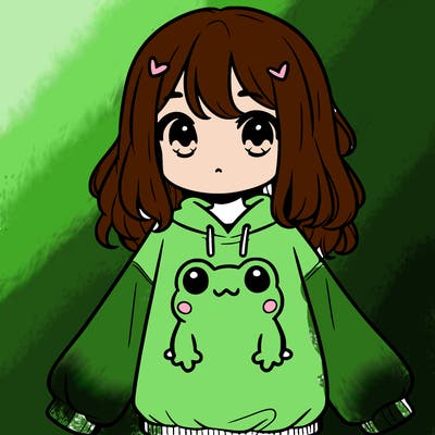 girl wearing frogging sweatshirt