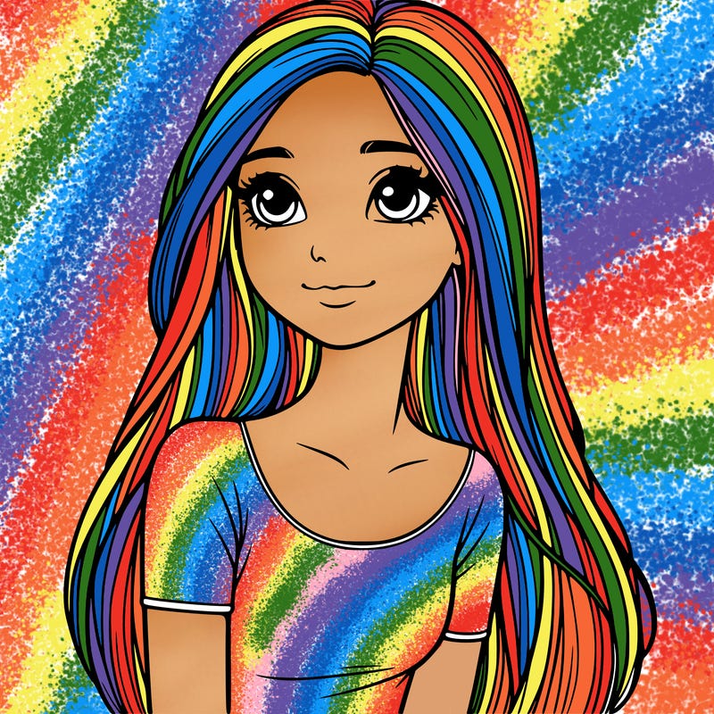 realistic girl with long hair