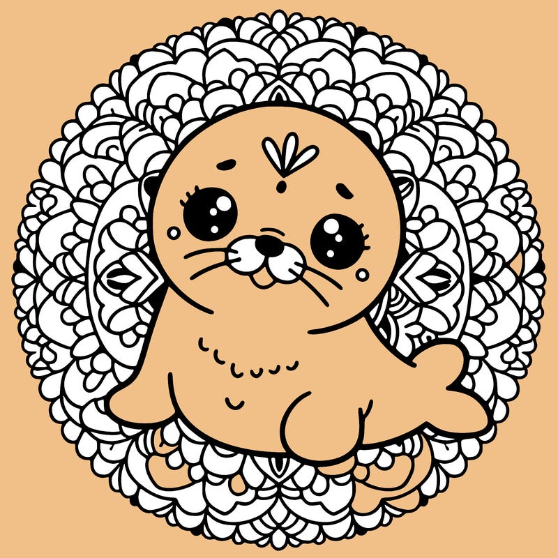 a cute baby seal mandala