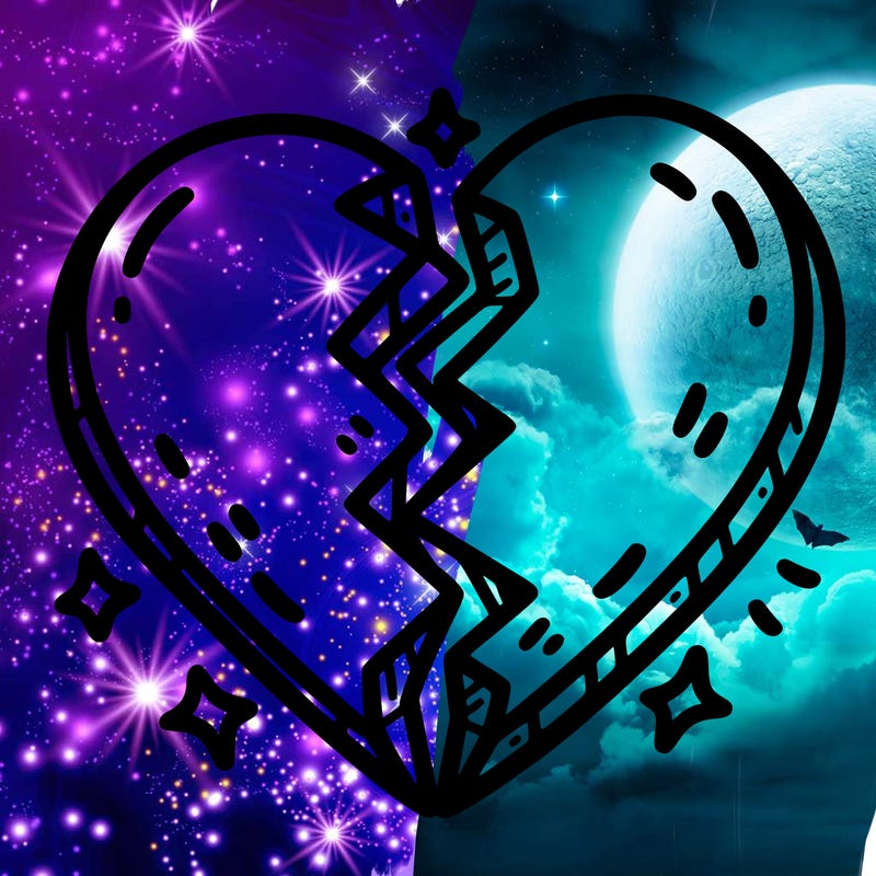 split in half heart