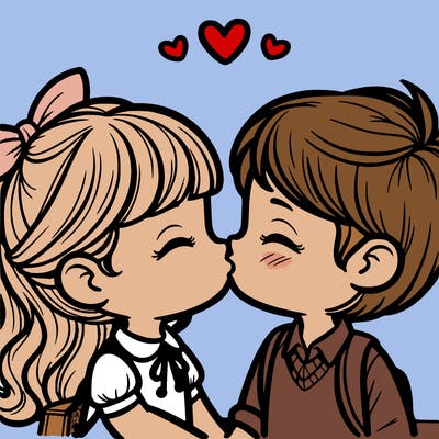 boy and girl kissing