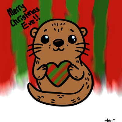 otter with a heart