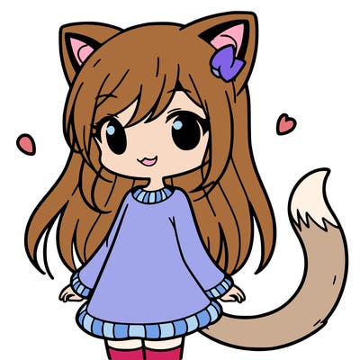 girl with cat ears and tail