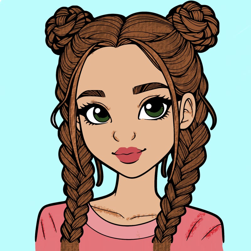 realistic girl with braids