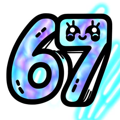 the numbers 67