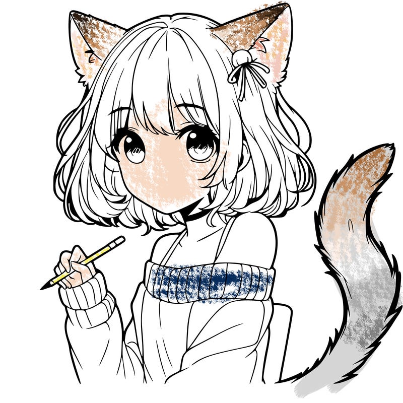 girl with cat ears and tail realistic