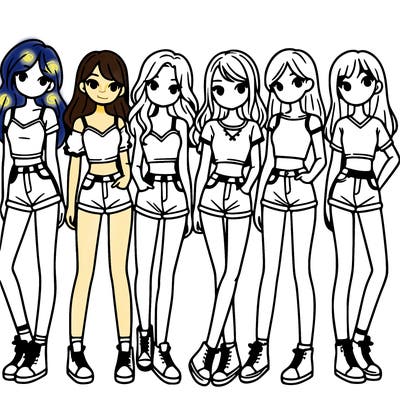 a group of girls wearing crop tops and shorts